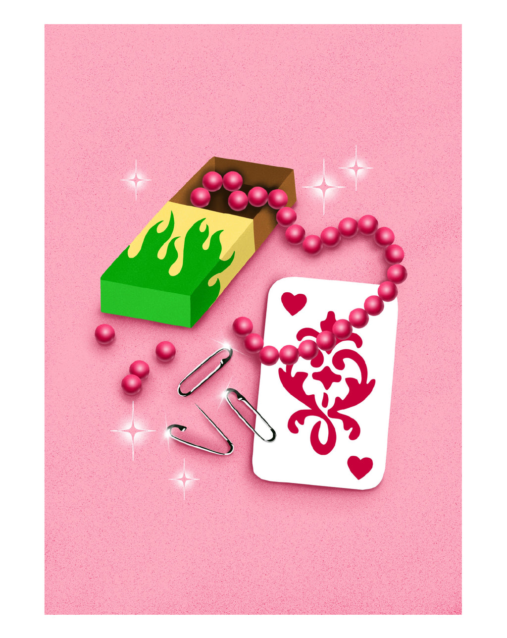 Ace of Hearts & Matches Illustration