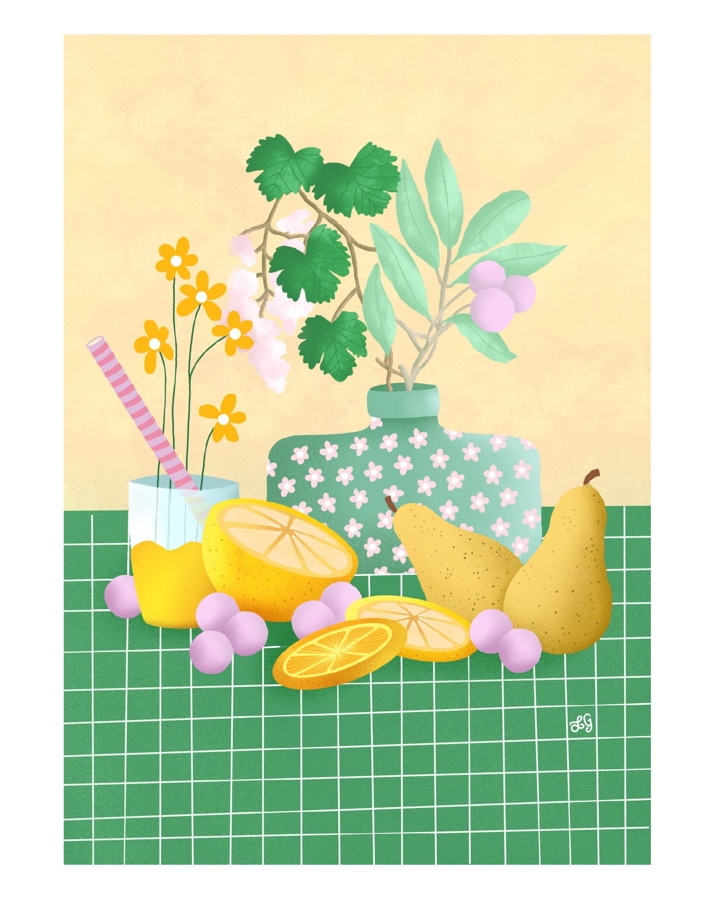 Illustration Poires en soleil