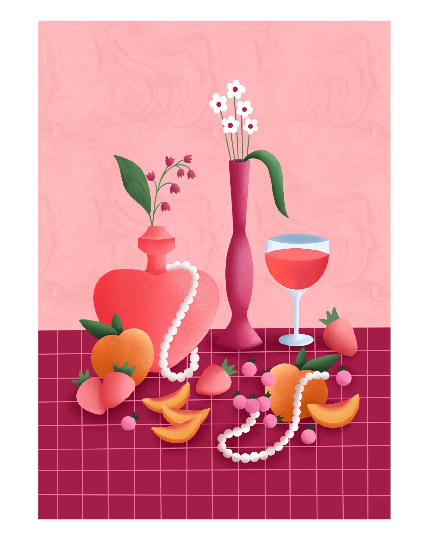 Illustration Fraises & perles