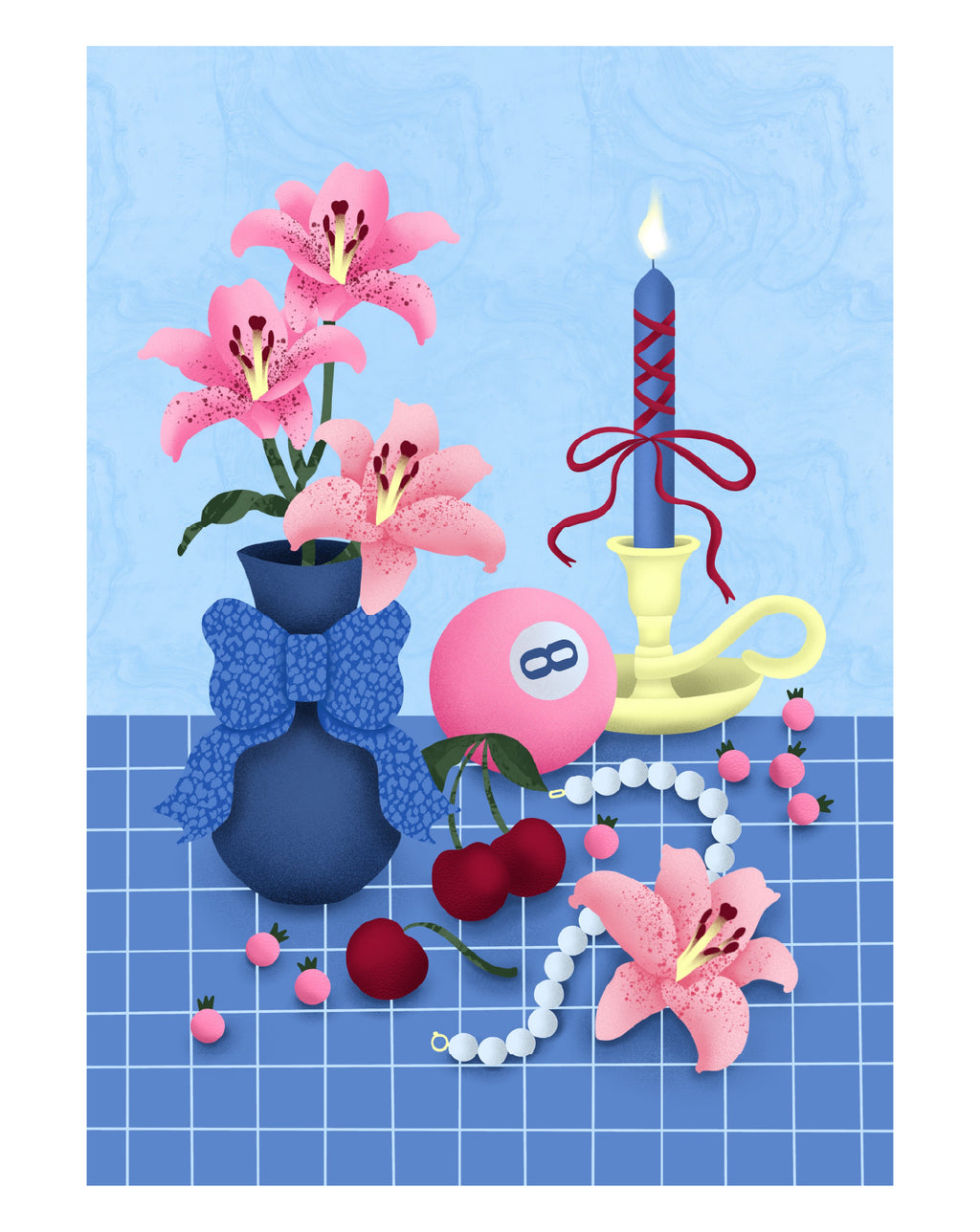 Cherries & Billiards Illustration