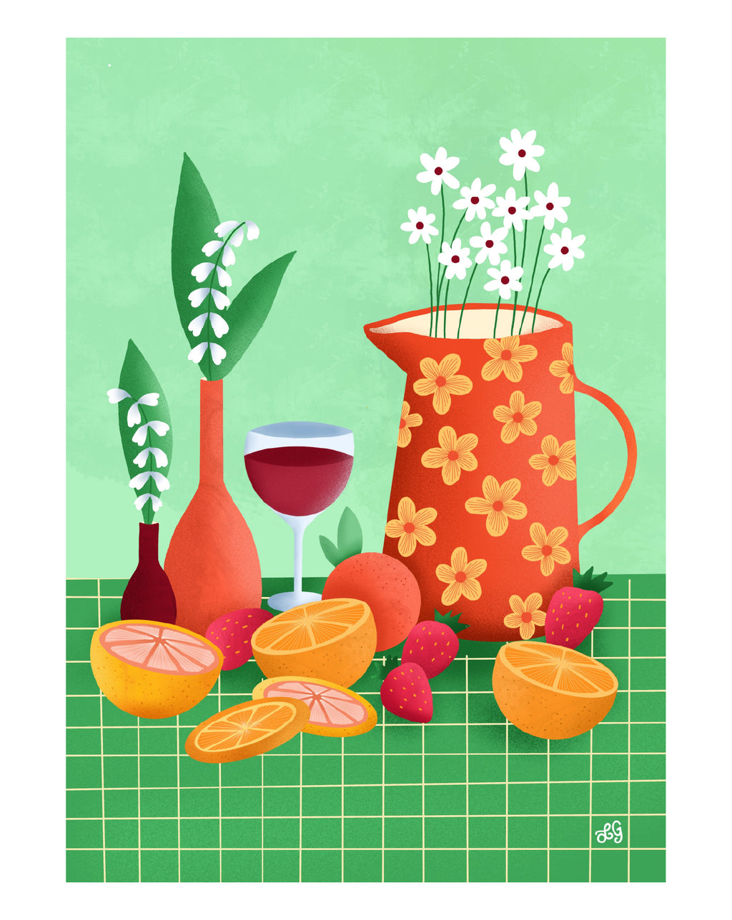 Oranges & Red Wine Illustration